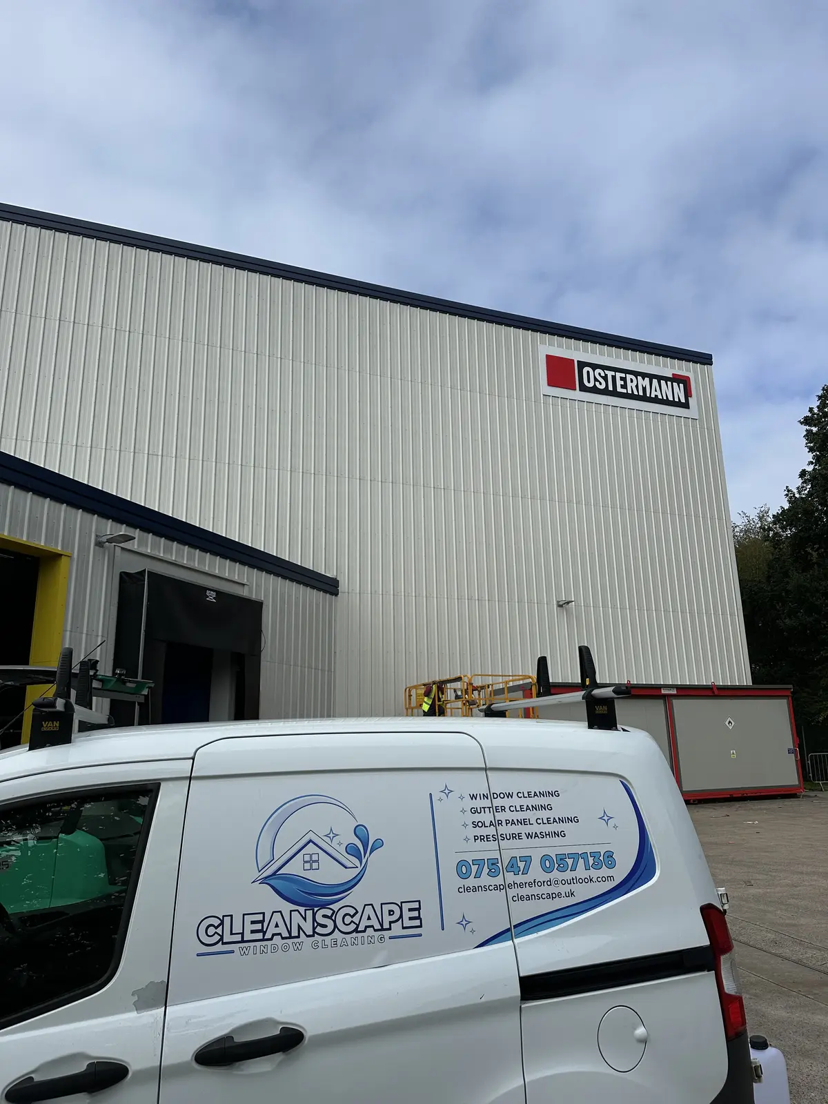 CleanScape van at a commercial cleaning job for Ostermann